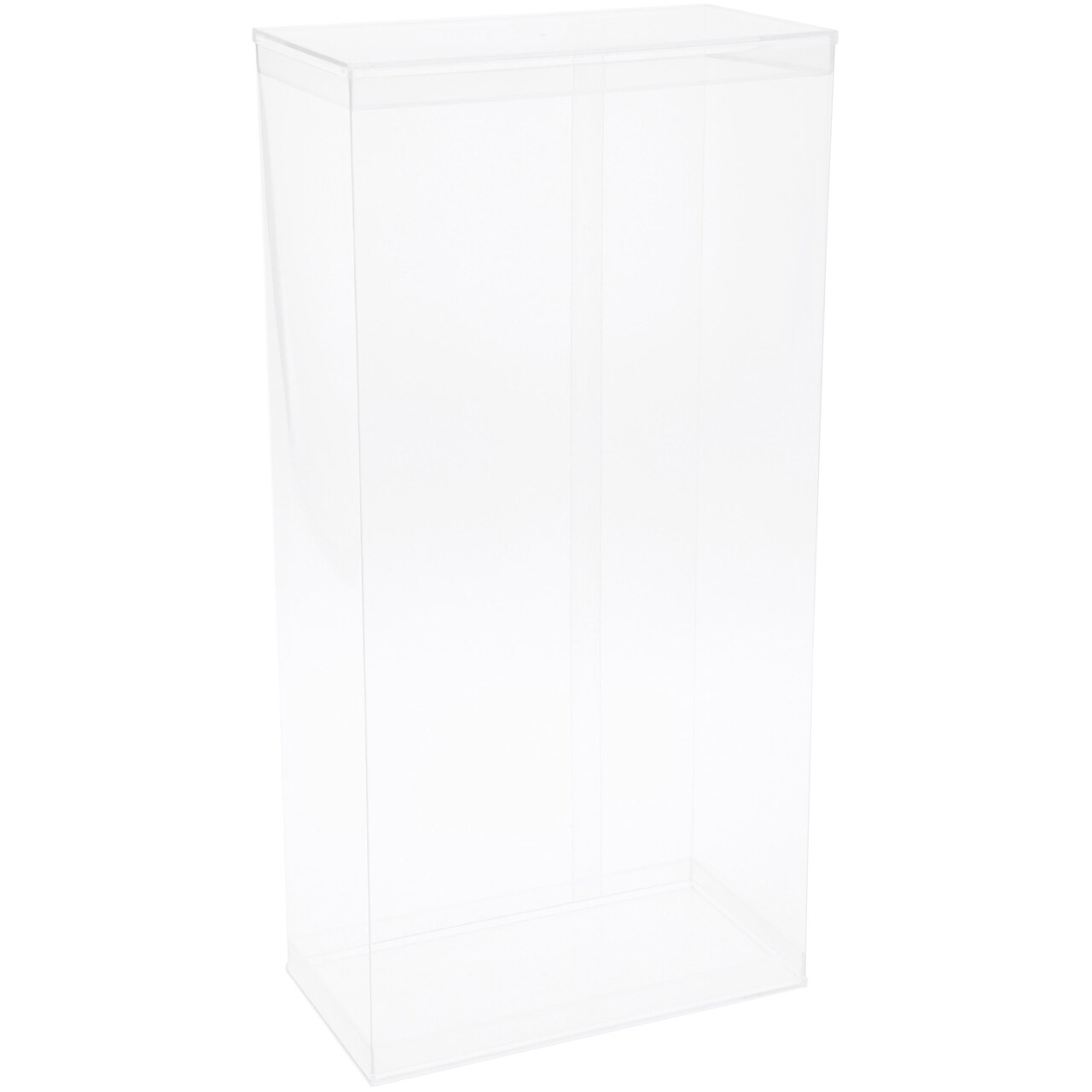 DollSafe Deluxe Clear Folding Display Case with Acrylic Top and Base for 17-18 inch Dolls or Action Figures, 9.5" W x 5" D x 19" H
